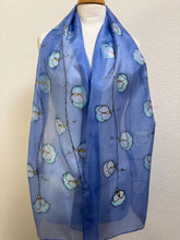 Load image into Gallery viewer, Sweet Peas Design X Long Silk Scarf : Hand Painted Silk in Cornflower Blue