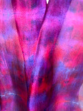Load image into Gallery viewer, Hand Dyed Silk Neck Scarf in Purple Cerise Cobalt Navy by Designer Silk Artist