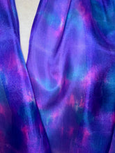 Load image into Gallery viewer, Hand Dyed Silk Neck Scarf in Purple Blue Pink by Designer Silk Artist