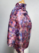 Load image into Gallery viewer, Hand Dyed Silk Neck Scarf in Red Blue Burgundy Cream by Designer Silk Artist