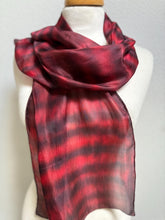 Load image into Gallery viewer, Hand Dyed Silk Neck Scarf in Dark Chocolate Burgundy Red by Designer Silk Artist