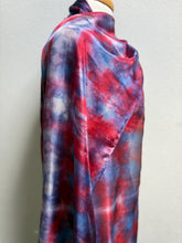 Load image into Gallery viewer, Hand Dyed Long Silk Scarf in Shades of Red Blue