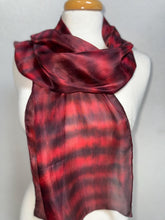 Load image into Gallery viewer, Hand Dyed Silk Neck Scarf in Dark Chocolate Burgundy Red by Designer Silk Artist