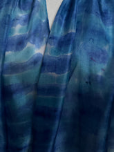Load image into Gallery viewer, Hand Dyed Long Silk Scarf in Blues Turquoise White