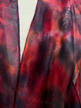 Load image into Gallery viewer, Hand Dyed Long Silk Scarf in Shades of Red Charcoal Tan Pink