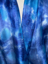 Load image into Gallery viewer, Hand Dyed Long Silk Scarf in Shades of Blue Cobalt Azure Navy