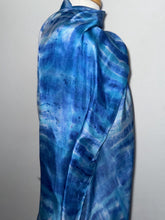 Load image into Gallery viewer, Hand Dyed Long Silk Scarf in Blues Turquoise White