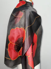 Load image into Gallery viewer, Poppies Design Long Scarf : Hand Painted Silk
