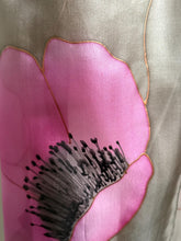 Load image into Gallery viewer, Poppies Design Long Scarf : Hand Painted Silk in Coffee Pink