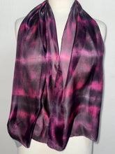 Load image into Gallery viewer, Hand Dyed Silk Neck Scarf in Burgundy Clover Pink by Designer Silk Artist