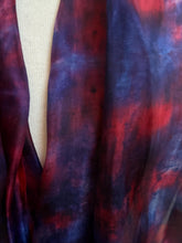 Load image into Gallery viewer, Hand Dyed Silk Neck Scarf in Poppy Red Navy Blue by Designer Silk Artist