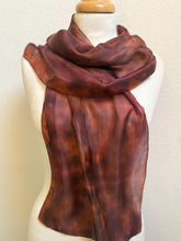 Load image into Gallery viewer, Hand Dyed Silk Neck Scarf in Espresso Caramel Brown by Designer Silk Artist