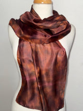 Load image into Gallery viewer, Hand Dyed Silk Neck Scarf in Espresso Caramel Brown by Designer Silk Artist