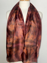 Load image into Gallery viewer, Hand Dyed Silk Neck Scarf in Espresso Caramel Brown by Designer Silk Artist