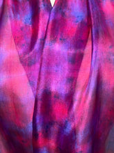 Load image into Gallery viewer, Hand Dyed Silk Neck Scarf in Claret Red Dark Blue by Designer Silk Artist