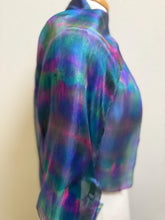 Load image into Gallery viewer, Hand Dyed Silk Neck Scarf in Teal, Turquoise, Pink, Blue by Designer Silk Artist