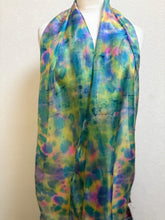 Load image into Gallery viewer, Hand Dyed Long Silk in Cottage Garden Colours by Designer Silk Artist