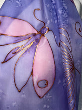 Load image into Gallery viewer, Seed Heads Design XL Long Scarf : Hand Painted Silk in Lilac and Copper