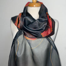 Load image into Gallery viewer, Poppies Design X Long Silk Scarf Red and Black : Hand Painted Silk