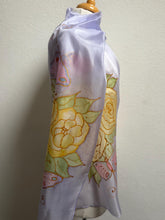 Load image into Gallery viewer, Gardenias with Butterflies Design X Long Silk Scarf in : Hand Painted Silk