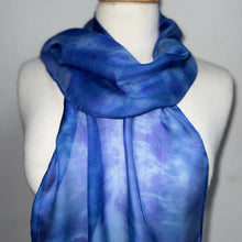 Load image into Gallery viewer, Hand Dyed Silk Neck Scarf in Bluebell Light Blue by Designer Silk Artist