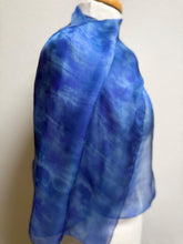 Load image into Gallery viewer, Hand Dyed Silk Neck Scarf in Bluebell Light Blue by Designer Silk Artist