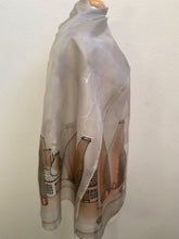 Load image into Gallery viewer, Potteries Design X Long Silk Scarf in Greys : Hand Painted Silk