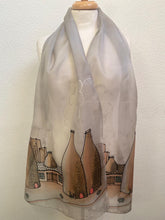 Load image into Gallery viewer, Potteries Design X Long Silk Scarf in Greys : Hand Painted Silk