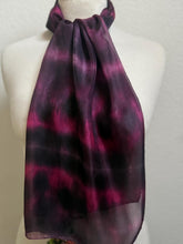 Load image into Gallery viewer, Hand Dyed Silk Neck Scarf in Burgundy Clover Pink by Designer Silk Artist
