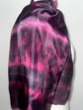 Load image into Gallery viewer, Hand Dyed Silk Neck Scarf in Burgundy Clover Pink by Designer Silk Artist