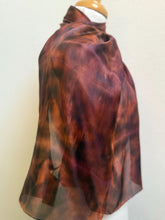 Load image into Gallery viewer, Hand Dyed Silk Neck Scarf in Espresso Caramel Brown by Designer Silk Artist