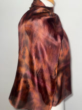 Load image into Gallery viewer, Hand Dyed Silk Neck Scarf in Espresso Caramel Brown by Designer Silk Artist