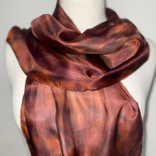 Load image into Gallery viewer, Hand Dyed Silk Neck Scarf in Espresso Caramel Brown by Designer Silk Artist