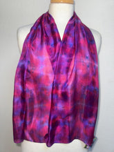 Load image into Gallery viewer, Hand Dyed Silk Neck Scarf in Claret Red Dark Blue by Designer Silk Artist