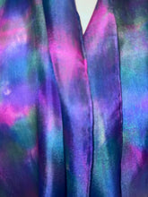 Load image into Gallery viewer, Hand Dyed Silk Neck Scarf in Teal, Turquoise, Pink, Blue by Designer Silk Artist