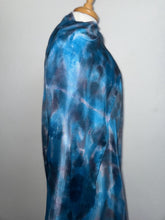 Load image into Gallery viewer, Hand Dyed Long Silk Scarf in Turquoise Grey White by Designer Silk Artist