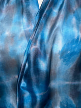 Load image into Gallery viewer, Hand Dyed Long Silk Scarf in Turquoise Grey White by Designer Silk Artist