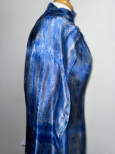 Load image into Gallery viewer, Hand Dyed Long Silk Scarf in Bluebell Grey Stripes by Designer Silk Artist