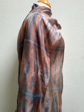 Load image into Gallery viewer, Hand Dyed Long Silk Scarf in Caramel Taupe Grey