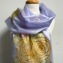 Load image into Gallery viewer, Gardenias with Butterflies Design X Long Silk Scarf in : Hand Painted Silk