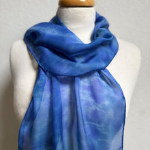 Load image into Gallery viewer, Hand Dyed Silk Neck Scarf in Bluebell Light Blue by Designer Silk Artist