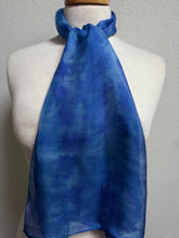 Load image into Gallery viewer, Hand Dyed Silk Neck Scarf in Bluebell Light Blue by Designer Silk Artist