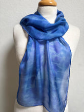 Load image into Gallery viewer, Hand Dyed Silk Neck Scarf in Bluebell Light Blue by Designer Silk Artist
