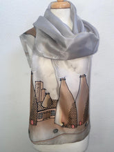 Load image into Gallery viewer, Potteries Design X Long Silk Scarf in Greys : Hand Painted Silk