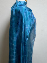 Load image into Gallery viewer, Hand Dyed Long Silk Scarf in Blue Azure Light Blue by Designer Silk Artist