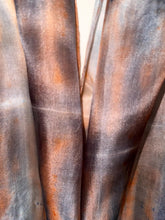 Load image into Gallery viewer, Hand Dyed Long Silk Scarf in Caramel Taupe Grey