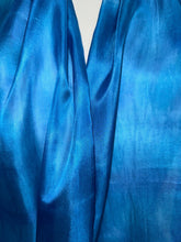 Load image into Gallery viewer, Hand Dyed Long Silk Scarf in Mediterranean Blues by Designer Silk Artist