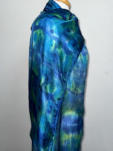 Load image into Gallery viewer, Hand Dyed Long Silk in Ultramarine Turquoise Lime by Designer Silk Artist