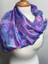 Load image into Gallery viewer, Hand Dyed Square Silk Scarf in Shades of Blue & Pink by Designer Silk Artist