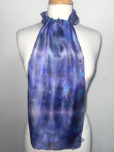 Load image into Gallery viewer, Hand Dyed Silk Small Neck Scarf in Grey Purple Turquoise by Designer Silk Artist